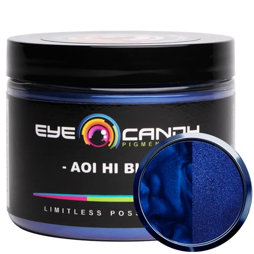 Eye Candy Pigments Premium Blue Mica Powder - Aoi Hi Blue (50gr) - for Epoxy, Resin, Soap, Paint, Woodworking, Acrylic Pouring, Bath Bombs, Fishing Lures - DIY Arts and Crafts Additive - color: Aoi Hi Blue