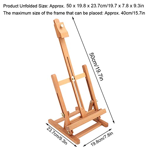SUNGOOYUE Tabletop Wooden Studio Easel Adjustable H Frame Drawing Board in Red Beech with Electroplating Hardware Height and Angle Adjustment for Artists Home