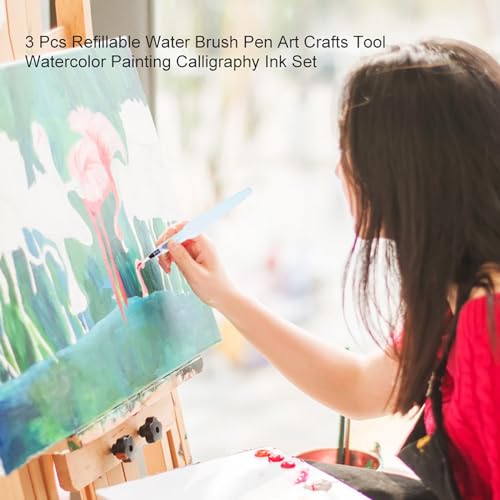 3PCS Water Brush Pen, 155mm/6.10Inch Replaceable Refill Watercolor Brush Pens, Water Brushes for Mixing Colors in Watercolor Painting