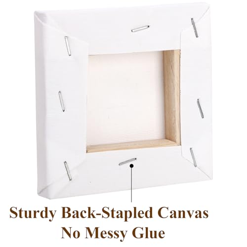 Tosnail 24 Pack 4" x 4" Mini Canvas and Easel Set, Small Art Easel Stand with Canvas Set, Tabletop Wooden Display Stand and Canvas Panels for Artist, Students, Adults, Kids Painting