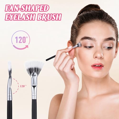 3pcs Angled Fan-shaped Eyelash Brush Set for Eyelash Extensions and Mascara Application, Double-layer Lash Applicator Tools for Precise Eye Makeup