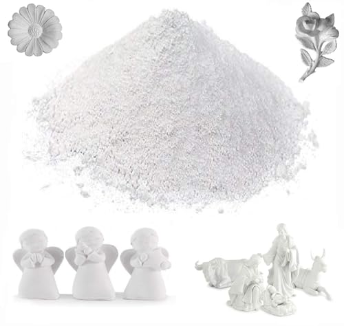 Casting Stone Powder - White Pourable Stone - Ideal for Molding, Sculpting, Pottery, Magnets, Fine Art, and Crafts - 5 lbs - Includes Scoop - No Vibration Needed - Bubble Free - Mix & Pour - Plaster