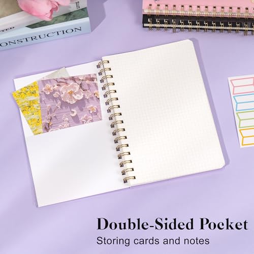 Yoment Graph Paper Spiral Notebook A5 Graphing Notebook 160 Pages Graph Paper Notebook Spiral Bound Waterproof Plastic Hardcover Spiral Journal 5x7 Grid Notebooks for Note Taking,Purple - color: Purple, style: A - Graph - A5