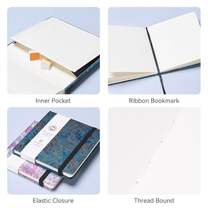 Lightwish Square Watercolor Journal,2 Pack Total 48 Sheets,100% Cotton,300gsm/140lb,Acid-Free, Cold Press Watecolor Sketchbook for Artists Adults Students,6.29 * 6.29 Inches(Blue Starry Sky) - color: Blue Starry Sky