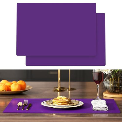 2-Pack Extra Thick Silicone Counter Mats - 24”x16” Large Heat Resistant Kitchen Countertop Protector, Non-Slip Hot Pad Trivet for Air Fryer, Hot Pots & Pans, Coffee Maker (Purple) - color: Purple