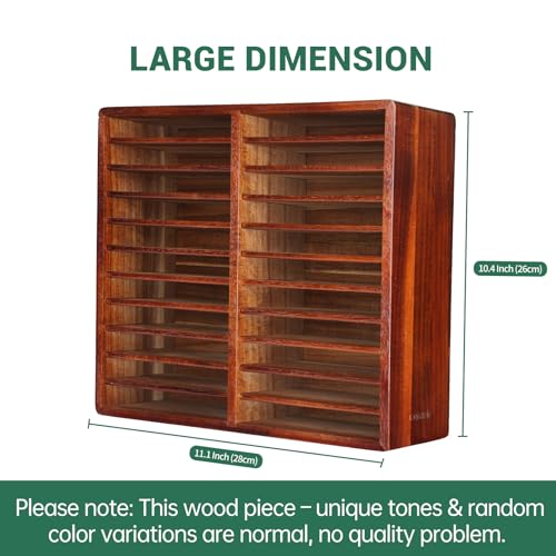 walowalo Acacia Wood Marker Organizer with 22 Compartments Holds 176 Markers, Alcohol Marker Storage Desk Organizer Pen Holder for Office Home Classroom Artists Kids Birthday Gift - size: Holds up to 176pcs Markers-Wood