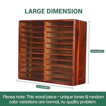 walowalo Acacia Wood Marker Organizer with 22 Compartments Holds 176 Markers, Alcohol Marker Storage Desk Organizer Pen Holder for Office Home Classroom Artists Kids Birthday Gift - size: Holds up to 176pcs Markers-Wood