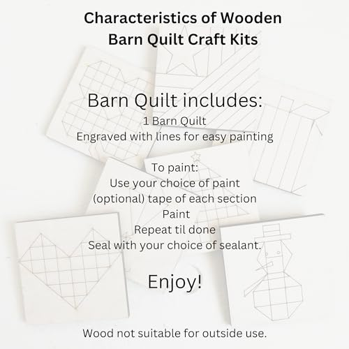 6" Barn Quilt Kit Set 4 | Butterfly, Patch Star, Dresden Flower, Starburst | Unfinished wooden quilt blocks to paint for DIY farmhouse wall art, craft parties, quilting decor, and family craft projects. - size: 6 inches (set of 4), style: Butterfly, Patch