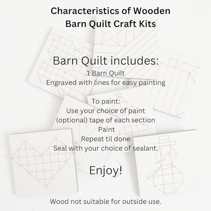 6" Barn Quilt Kit Set 4 | Butterfly, Patch Star, Dresden Flower, Starburst | Unfinished wooden quilt blocks to paint for DIY farmhouse wall art, craft parties, quilting decor, and family craft projects. - size: 6 inches (set of 4), style: Butterfly, Patch