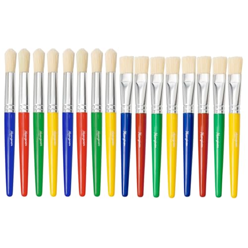 Kids Paint Brushes Set, 16 Pack Non-Toxic Washable Tempera Brushes for Children Ages 3-8, Perfect for Preschool Art & Acrylic Painting - size: 16PCS