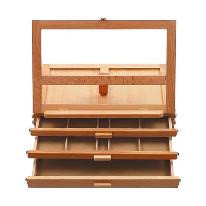 16.53*11.02*12.79in Large Tabletop Easel with 3 Storage Drawers, Adjustable Angle Art Tabletops Easels, Beech Wood Table Top Easel, 0-60°Angle, Tabletop Easel for Canvases, Books, Artists, Students