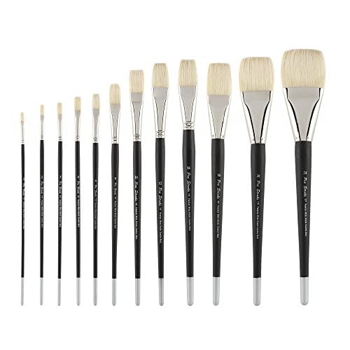 Creative Mark Pro Stroke Premium White Chungking Hog Bristle Artist Paint Brush - Flat # 1-2 Pack - Natural Bristle Brush w/Great Control Suitable for Oils, Watercolors, Acrylics, Alkyds, Caseins - size: 1 - 2 Pack