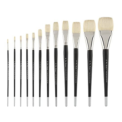 Creative Mark Pro Stroke Premium White Chungking Hog Bristle Artist Paint Brush - Flat # 3-2 Pack - Natural Bristle Brush w/Great Control Suitable for Oils, Watercolors, Acrylics, Alkyds, Caseins - size: 3 - 2 Pack