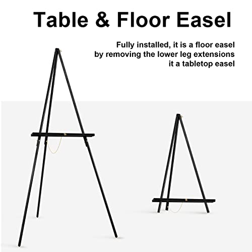 Falling in Art 65" A-Frame Tripod Easel Stand, Wooden Display Easel with Adjustable Canvas Holder, Floor Easel for Wedding Signs, Posters, Paintings, Artwork(Black) 1 Pack - color: Black-1 Pack