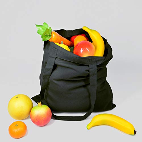 NPBAG 15 Pack 15'' X 16'' Black Cotton Tote Bags, Lightweight Blank Bulk Cloth bags with 1pc of PTFE Teflon Sheet - color: Black, size: Medium