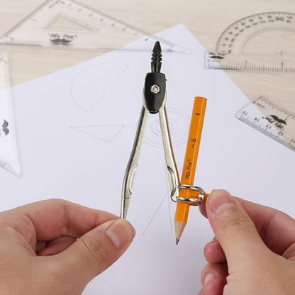 Mr. Pen- Geometry Set, 13 pcs, 3 Metal Compasses, Protractor, 6" Ruler | 45° & 30°/60° Set Squares, Pencils, Lead Refills, Sharpener & Eraser for Math, Drafting & Classroom Use | 45° & 30°/60° Set Squares, Pencils, Lead Refills, Sharpener & Eraser for Mat