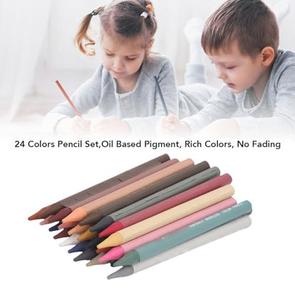 HEEPDD 24 Color Pencils Set, Vibrant Oil Based Pigment Drawing Pencils Smooth Layering Blending Art Tool with Portable Woodless Design, for Sketching Coloring School Projects