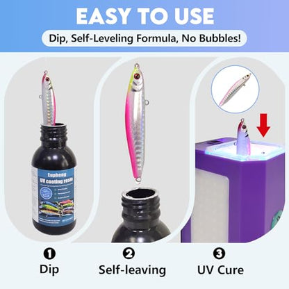 Eupheng Fishing Lure UV Coating Resin, Fast Cure, High Gloss Finish Ideal for Resin Art Projects - size: 8.9oz (250ml)