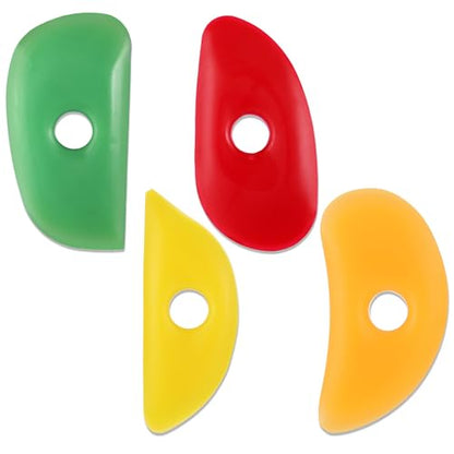 4 PCS Silicone Pottery Ribs, Soft Silicone Sculpting Tools, Multicolor and Multishape Pottery Ribs Mud Tools for Shapes Sculpting, Mud, Trimming, Throwing