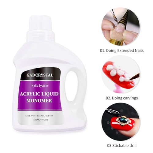 Monomer Acrylic Nail Liquid,Nail Acrylic Liquid 500ml/17fl.oz,Acrylic Liquid for Nails,Acrylic Liquid Monomer,Acrylic Liquid for Acrylic Powder Nails Extension for Nail Art - color: 500ml