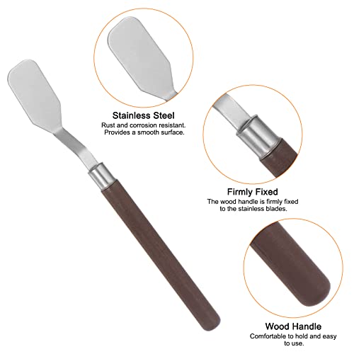 HARFINGTON 2pcs Palette Knives 18mm Width Stainless Steel Flat Spatula Painting Pallet Knife with Wood Handle for Oil Acrylic Canvas Mixing Spreading