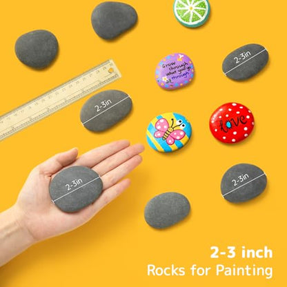 Simetufy 100Pcs 2"-3" River Rocks for Painting Bulk, Flat & Smooth Natural Stones for Arts & Crafts, Kindness, Decoration for Kids & Adults - size: 2-3in -100pcs