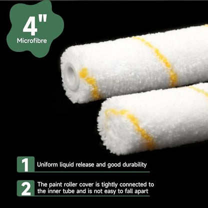 Voomey Paint Roller Covers 4 Inch，1/3" Nap Mini Roller Covers，Roller Covers for Painting，Home Painting Supplies，Pack of 48. - size: 4 inch 48pcs