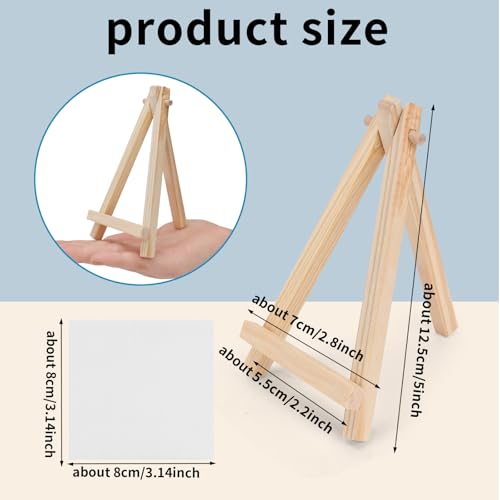 3 Inch Mini Canvas 5 Inch Mini Easel, 6 Pcs Small Painting Canvas with 6 Pcs Mini Easel, for Painting, Crafts, Photos etc - style: 5 Inch (Pack of 12)