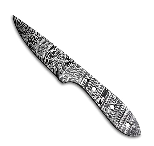 Custom Hand Forged Damascus Steel Blank Blade Knife Making Kit, Leather sheath, Pin, Scale, DIY Hunting, Camping Blade, Damascus Blade Billet Handmade, Knife Making Supply (BK-L) - color: BK-L