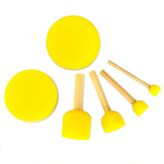 6 Pcs Pottery Tool Sponges for Clay, 4 Sponges with Stick 4 Sizes, 1 Round Sponge,1 Oval Sponge, Ceramic Trimming and Shaping Tools for Pottery Wheel and Clay Artists