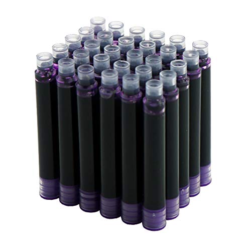 Asvine Hongdian Fountain Pen Purple Ink Cartridges, Set of 30 Refill Ink Cartridges, 3.4 mm Bore Diameter - color: Purple