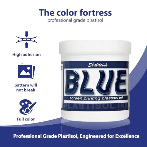 Shaliteink® Screen Printing Plastisol Ink Blue - Highly Opaque Screen Printing Ink for Cotton, Polyester and Other Fabrics (16oz.) - color: Blue, size: 16 fl oz