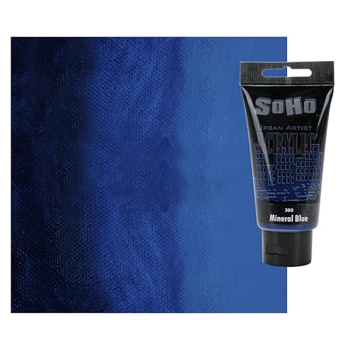 Soho Urban Artist Heavy Body Acrylic Paint - 75 ml Tube - Mineral Blue - Thick, Rich Color, Excellent Coverage, Professional Quality - Artists Acrylic Paint - color: Mineral Blue, size: 2.54 Fl Oz (Pack of 1)