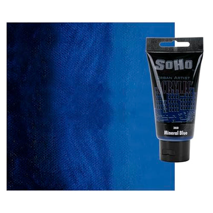 Soho Urban Artist Heavy Body Acrylic Paint - 75 ml Tube - Mineral Blue - Thick, Rich Color, Excellent Coverage, Professional Quality - Artists Acrylic Paint - color: Mineral Blue, size: 2.54 Fl Oz (Pack of 1)