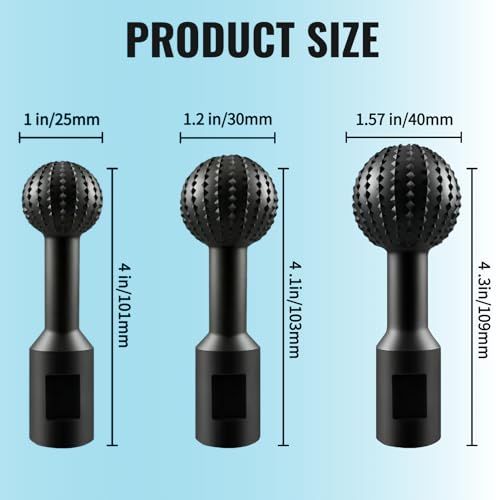 AUPREX 3-PC Ball Gouge for Angle Grinder, 5/8-11 Thread Sphere Rotary Burr Set for Wood Carving&Hollowing, High Carbon Steel Power Carving Tools for 4-1/2" & 5" Grinders, Ideal for Wood Art - style: 3 PACK