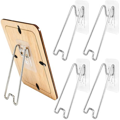 5 Pcs Picture Frame Stand with Self Adhesive Backing,Adjustable Metal Picture Holder Easel for 5.9-10.2 Inch Photo Frames,Tabletop Frame Support Stand for Pictures,Artwork Display,Silver,5.12"×2.12" - size: 5PCS Silver 5.12×2.12 Inch