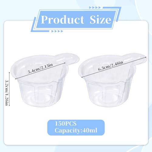 150Pcs 40ml Disposable Plastic Resin Mixing Cups Multipurpose Dispensing Cup for Mixing Paint, Stain, Epoxy, Resin (Clear)