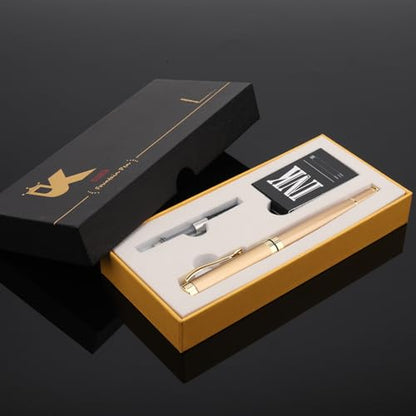 Tiankool Luxury Fountain Pen,Fine Nib, Exquisite Pen Gift Set for Men&Women-Includes 10 Ink Cartridges&Ink Converter- Nice Pens - Gold - color: Gold