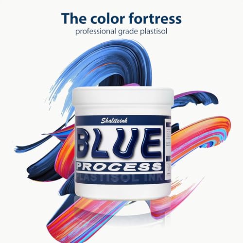 Shaliteink® Screen Printing Plastisol Ink Process Blue - Highly Opaque Screen Printing Ink for Cotton, Polyester and Other Fabrics (16oz.) - color: Process Blue, size: 16 fl oz