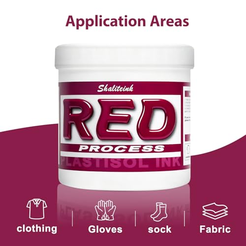 Shaliteink® Screen Printing Plastisol Ink Process Red - Highly Opaque Screen Printing Ink for Cotton, Polyester and Other Fabrics (16oz.) - color: Process Red, size: 16 fl oz