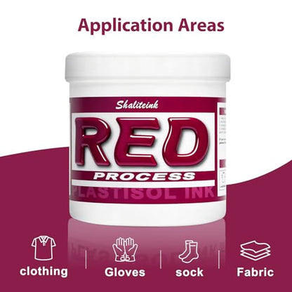 Shaliteink® Screen Printing Plastisol Ink Process Red - Highly Opaque Screen Printing Ink for Cotton, Polyester and Other Fabrics (16oz.) - color: Process Red, size: 16 fl oz