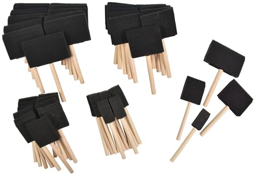 School Smart Wedge Foam Paint Brush Set, Assorted Size, Set of 48