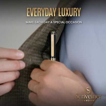 Scriveiner Black Lacquer Ballpoint Pen -Stunning Luxury Pen, Real Gold Plating, Schmidt Black Refill, Best Gift Set for Men & Women, Professional Executive Office, Nice Fancy Designer Pens - color: 1. Black with Gold