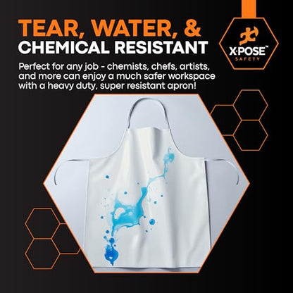 Xpose Safety Heavy Duty Vinyl Waterproof Aprons, White - For Home, Industrial and Commercial Use - Chemical Resistant - color: White - 8 Mil, style: 1 Pack