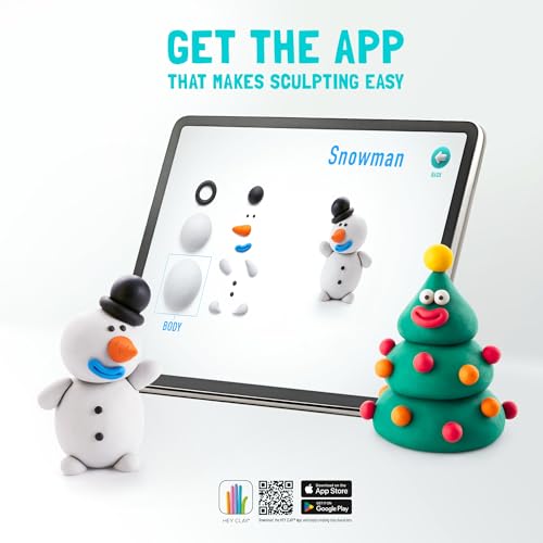 HEY CLAY Set - Colourful Modeling Air Dry Clay Kit for Kids 15 cans and Sculpting Tools with Fun Interactive Instructions App - Children 3+ (Winter Holidays) - style: Winter Holidays