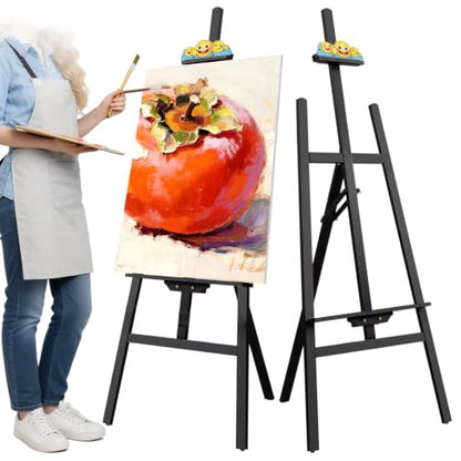 Adjustable Black Wooden Painting Easel for Adults/Students/Beginners, Foldable Art Easel for Canvas Up to 41", Heavy-Duty Pine Wood Easel for Painting, Drawing, Display, Wedding Sign & Poster - color: Black