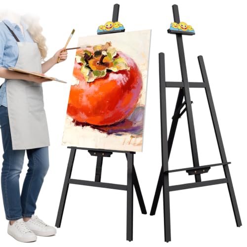 Adjustable Black Wooden Painting Easel for Adults/Students/Beginners, Foldable Art Easel for Canvas Up to 41", Heavy-Duty Pine Wood Easel for Painting, Drawing, Display, Wedding Sign & Poster - color: Black