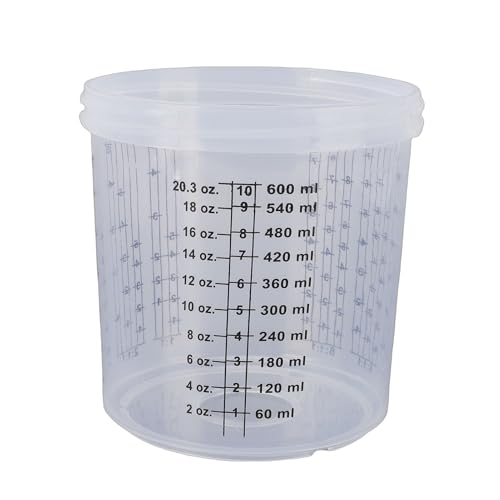 Vikye Disposable Paint Spray Cup Liners and Lid System, 50 Pack 20.3 Oz 600ml Replacement Accessories with 190um Filter Hard Cup Adapters, for HVLP LVLP