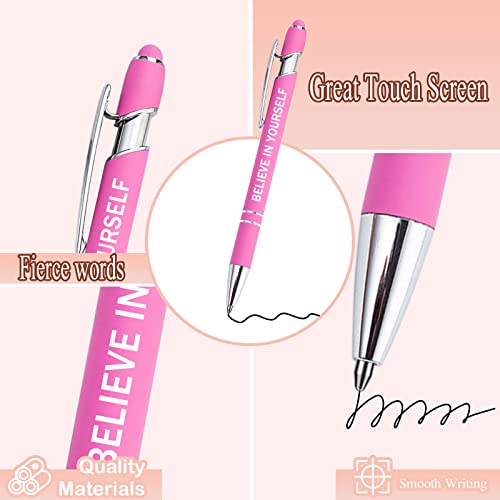 PASISIBICK 12 Pieces Pink Inspirational Motivational Quotes Snarky Screen Touch Stylus Ballpoint Pens, Office Encouraging Scriptures, Black Ink (Pink,Motivational) - color: Pink,Motivational