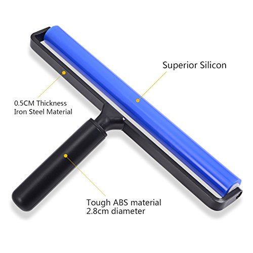 EHDIS Glue Silicone Rubber Pasting Tacky Soft Roller Vinyl Record Cleaner Squeegee Wheel Anti-Static Sticky Dust Collection for Film Application Craft Project Industry Ink Tools 12-inch